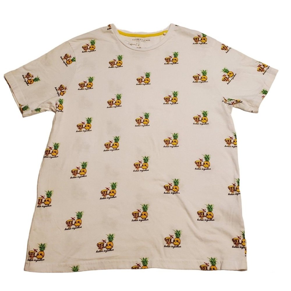 Denim & Flower Pineapple Pizza Shirt Men's size Med Unisex